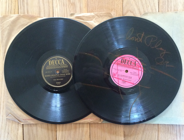 Weavers 78rpm records, blacklisted Decca radio station copy